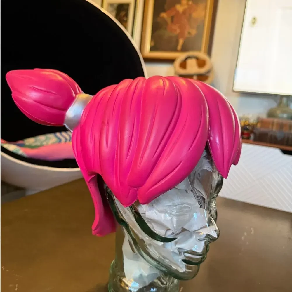 Vintage WIGGIN OUT Hot Pink Foam Pigtails Wig Costume Cosplay Anime Girl